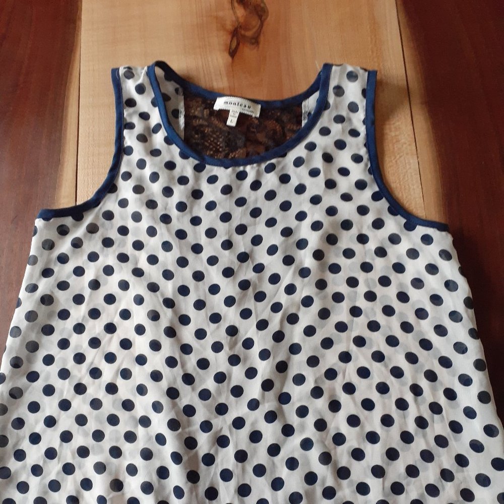 Silky polka dot lacey back tank top